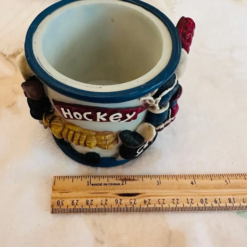 Hockey Themed Pencil Holder Sports  Enthusiast Desk / Office Kitschy Decor